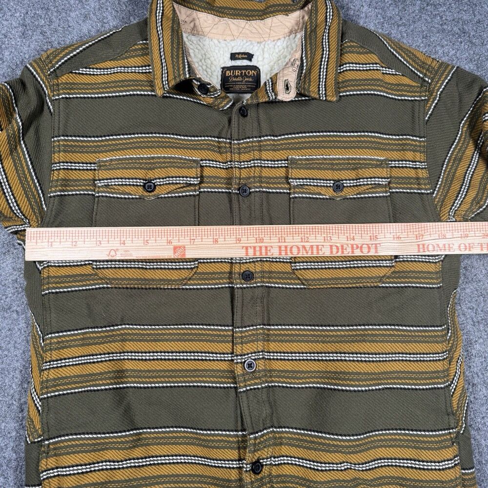 Burton Cole Sherpa Fleece Lined Heavy Jacket Shacket Green Yellow Men’s Medium - Picture 7 of 8